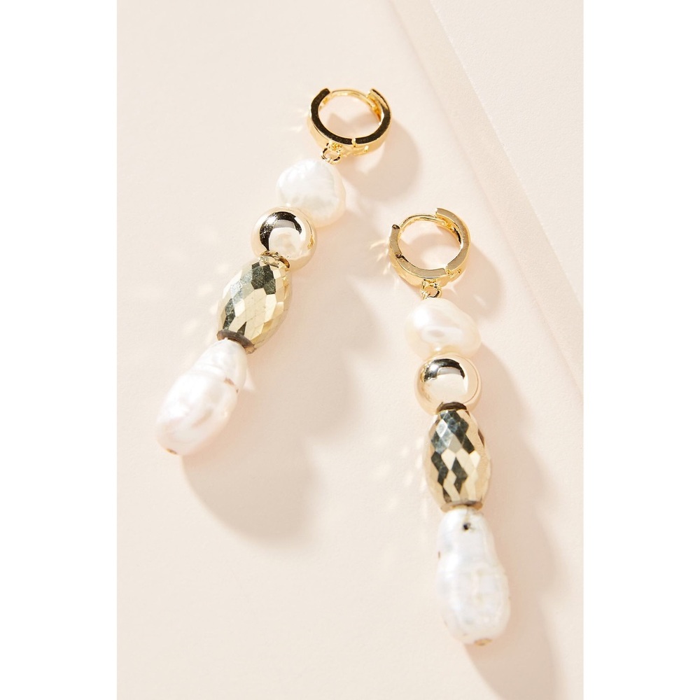 Anthropologie Serefina 14k Gold Pearl Drop Earring